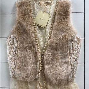 Fur and lace vest